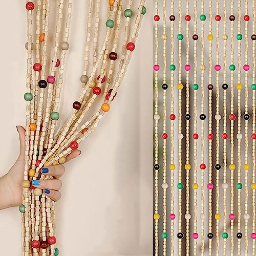 Natural Wood Bamboo Beaded Curtain for Doorway Entrance