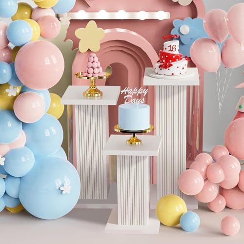 White Square Pedestal Stand Set 3Pcs for Parties