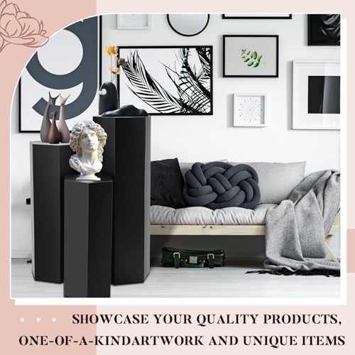 Yaocom 3 Pcs Matte Black Pedestal Stands for Display