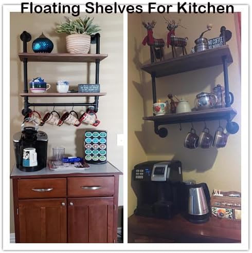 ROGMARS 2 Tier Floating Wall Shelving with Towel Bar