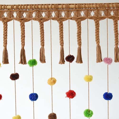IOWER Pom Pom Macrame Curtain for Kids Room Decor