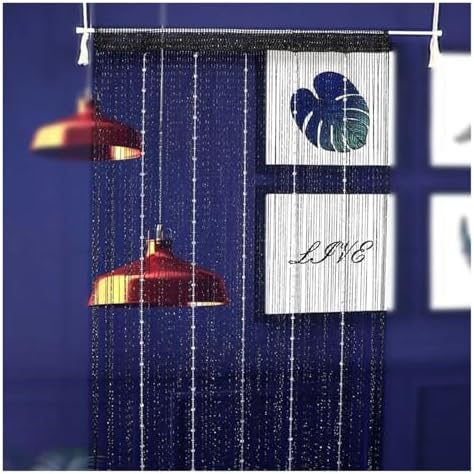 Black Beaded Curtain Door Divider 100x200cm