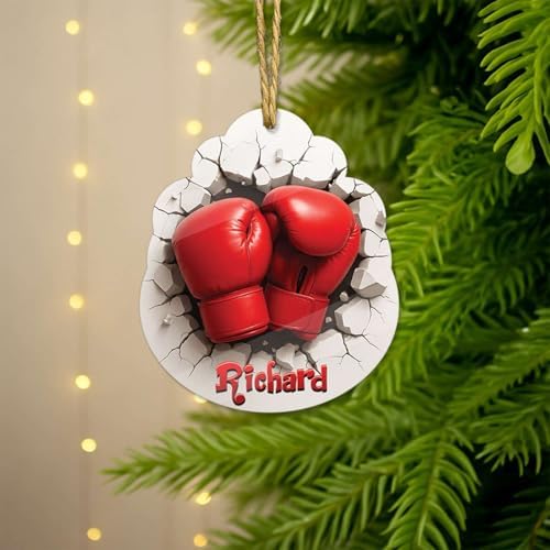 2D Boxing Breakthrough Wall Ornament Personalized Name Christmas Hanging Decor