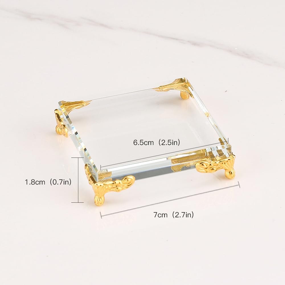 Teensery Crystal Square Display Base with Gold Feet