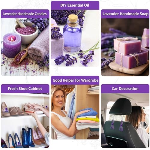 25 Pack Dried Lavender Flower Sachets for Drawers Closets