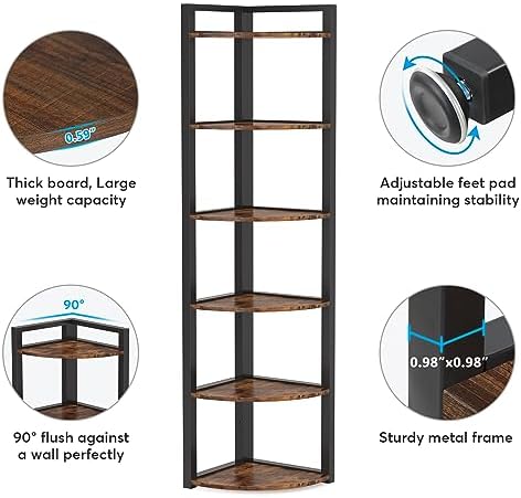 Tribesigns 6 Tier Corner Shelf Bookcase Storage Unit
