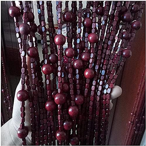 52 String Natural Wood and Bamboo Beaded Curtain Door Divider