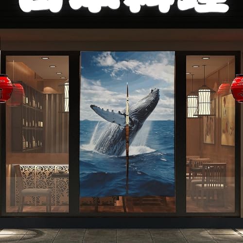 Whale Ocean Door Curtain Panel 17x57 Inch Blackout Privacy Divider
