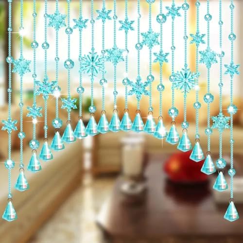 Clear Blue Purple Pink Sparkle String Curtain
