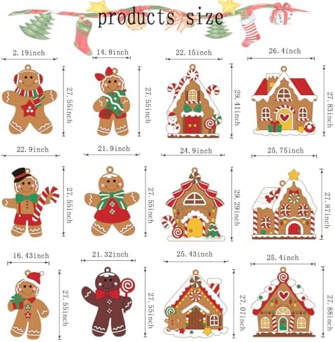12pcs Gingerbread Man Christmas Ornaments