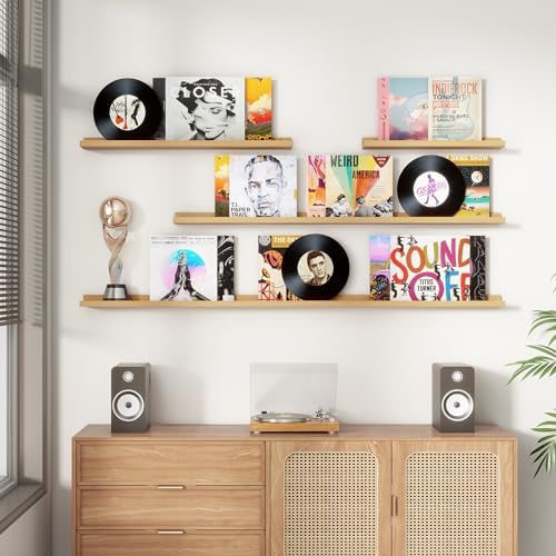FLYJOE Floating Shelves Set of 2 48 Inch Natural Oak