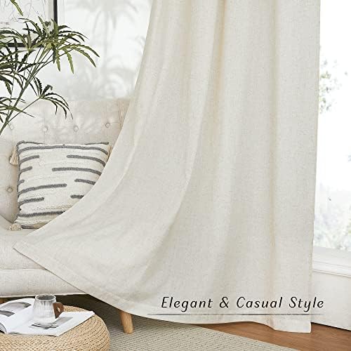 NICETOWN Natural Linen Curtains 2 Panels Set 80 Inches Long