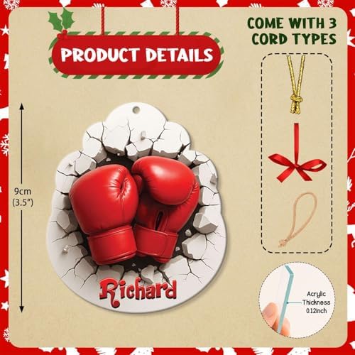 2D Boxing Breakthrough Wall Ornament Personalized Name Christmas Hanging Decor