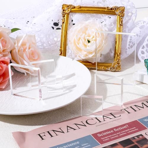 6 Pcs Clear Acrylic Square Blocks Display Stand