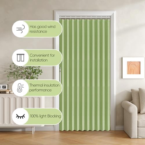 Jilron Blackout Door Curtain Linen Style 1 Panel W52 x L78 Green