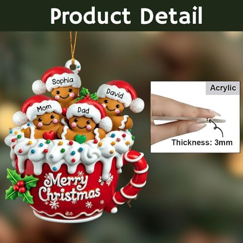 LASFOUR Personalized Gingerbread Family Ornament