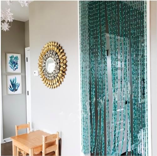 BeadedString Natural Wood and Bamboo Beaded Curtain