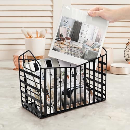 Noamus Metal Magazine Holder with Handles Black