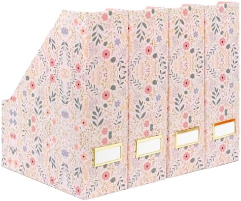 BLU MONACO Foldable Magazine File Set of 4 with Floral Design
