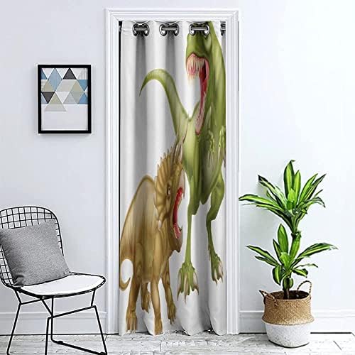 XISUNYA Blackout Door Curtain with Dinosaur Print