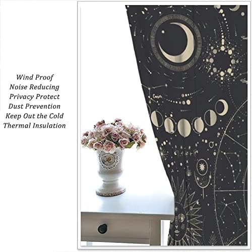 NC Sun Moon Stars Art Abstract Bohemian Windproof Curtain