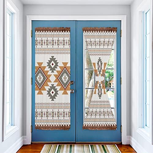 Southwest Geometric Door Curtains with Double Rod Pocket