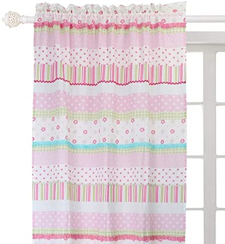 Cozy Line Peace Love Flower Polka Dot Stripe Plaid Ruffled Curtains 63 Panel