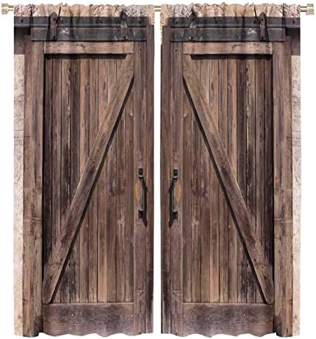 Rustic Barn Door Curtains 2 Panel Set 55x63in