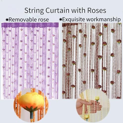 Generic String Curtain with Roses - Doorway Privacy Decor Yellow