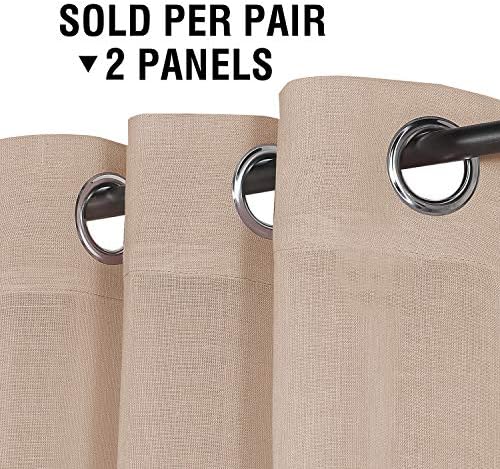 HVERSAILTEX Linen Semi Sheer Curtains 72 Inches 2 Panels Natural