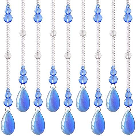 ZUXWUX Beaded Curtain with 25 Strands Blue Modern Design