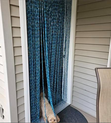 BeadedString Natural Wood and Bamboo Beaded Curtain