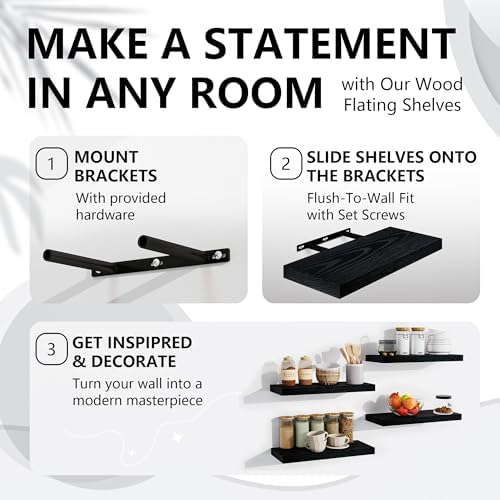 Venusmiles Floating Wall Shelves Black 15x6x1