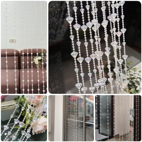 Shiny Transparent Beaded Curtain for Doorway and Room Divider