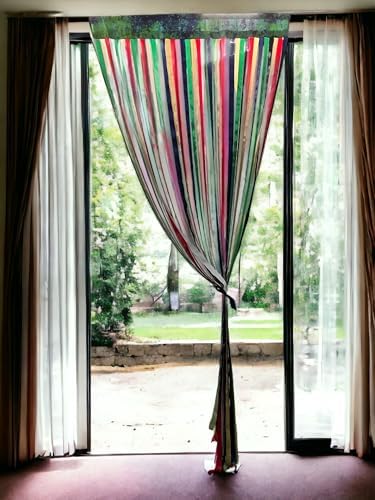 Multicolor Bohemian Door Curtain with Rod Pocket