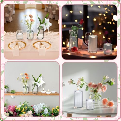 Yungyan 36 Pcs Clear Glass Cylinder Vases with Floating Candles Set