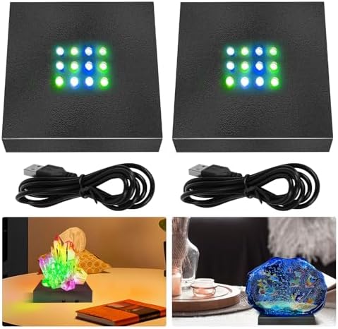 2Pcs Square LED Light Display Base Black