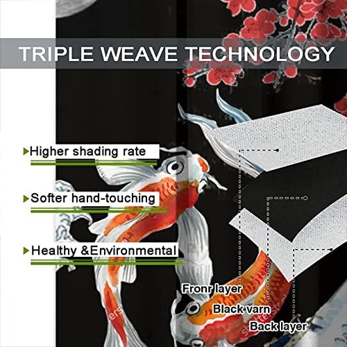 Fantasy Yin Yang Koi Fish Window Curtains 55x63in Blackout