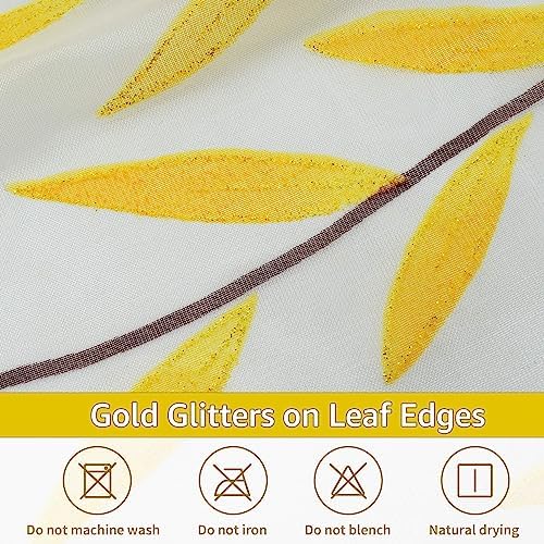 BROSHAN Yellow Sheer Curtains 2 Panels Voile