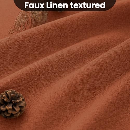 COSVIYA Blackout Burnt Orange Linen Curtains 2 Panels Set 72 Inch