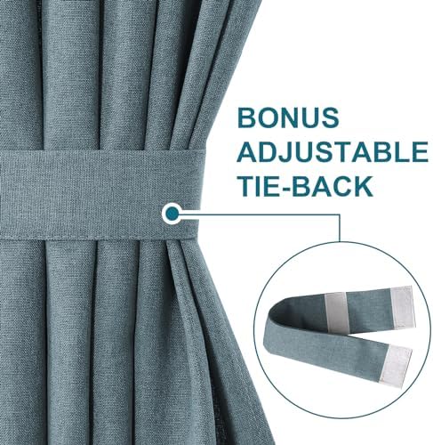 Turquoize Thick Linen Door Curtain Panel 25W x 72L Stone Blue
