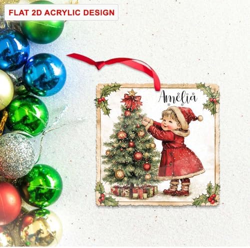 Personalized Name Christmas Tree Hanging Ornament for Girls