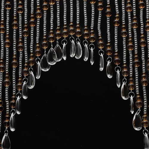 Wupyi Brown Crystal Beaded Curtain for Doorways and Windows