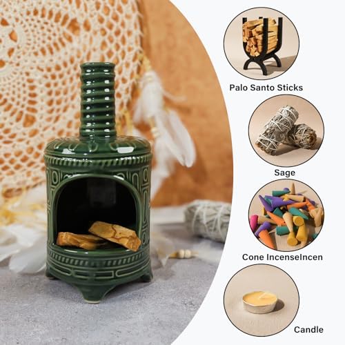 Handmade Ceramic Palo Santo Holder with Mini Chiminea