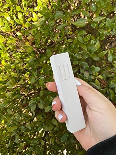Modern Concrete Mezuzah Case with Scroll Ivory and Gold