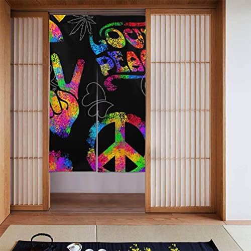 Jumusi Entrance Door Curtain 34x56 Rainbow Peace Love Sign