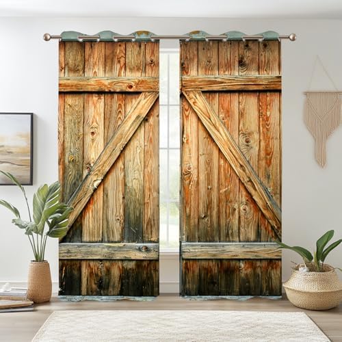 Renaiss Barn Door Curtains Set of 2 Panels Blackout