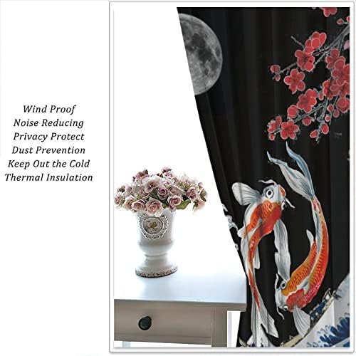 Fantasy Yin Yang Koi Fish Window Curtains 55x63in Blackout