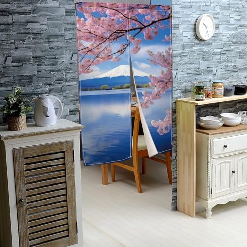 Japanese Mount Fuji Noren Door Curtain for Home and Kitchen