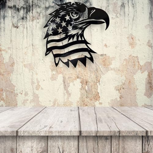 Patriotic Bald Eagle American Flag Metal Wall Art 30 Inches